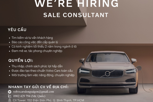 VOLVO CAR ĐÔNG SAIGON TUYỂN DỤNG: TƯ VẤN BÁN HÀNG Ô TÔ CAO CẤP